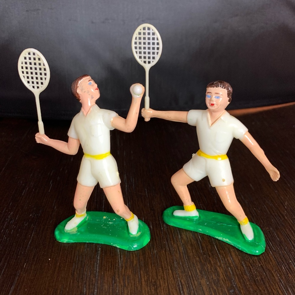 Vintage Male Female Tennis Player Cake Toppers
